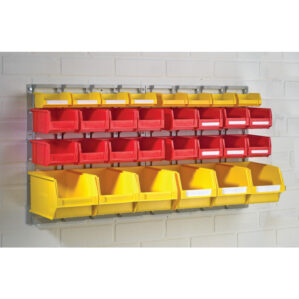 Wall Mounted Louvre Panel and Plastic Bin Kit, Grey, 457mm x 436mm x 90mm