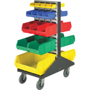 DBL Sided Mobile Louvre Panel Plastic Bin Kit, 1080mm x 457mm x, 90mm