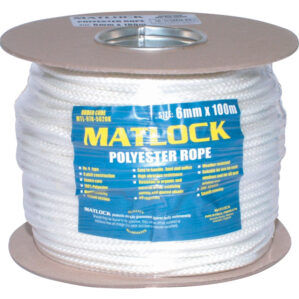 No.4 6mm 8PLT POLYESTER WHITE SASH CORD 100M REEL