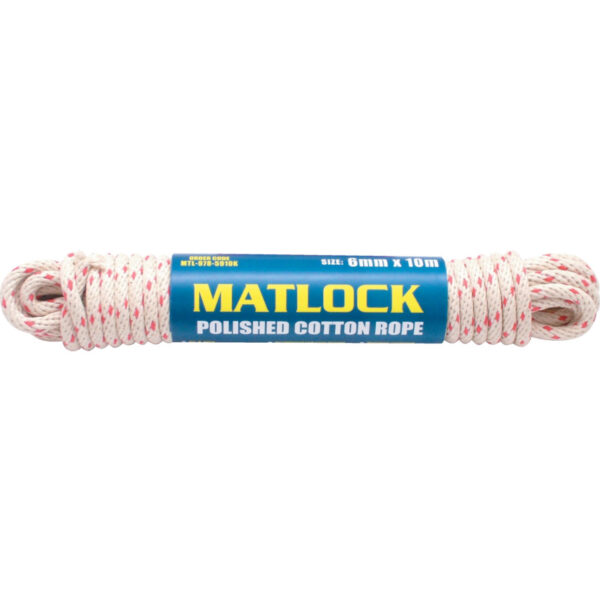 No.8 6mm S.B. COTTON RED SPOT SASH CORD 10M HANK
