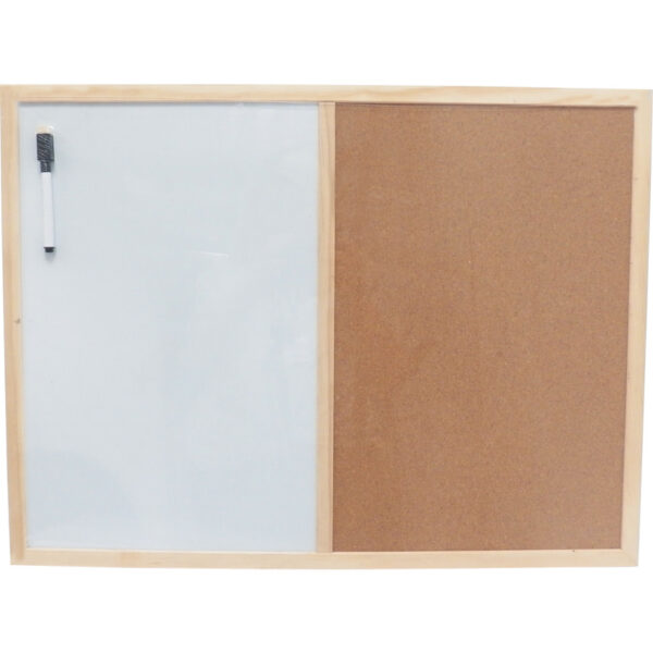 COMBINATION MAG DRYWIPE/CORK BOARD 900x600mm WOOD