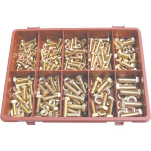 METRIC HEX HEAD SET, NUT & WASHER KIT BRASS AVG-110PC