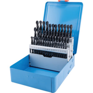 Jobber Drill Sets, Standard Length, Metric, High Speed Steel, Set Of 41