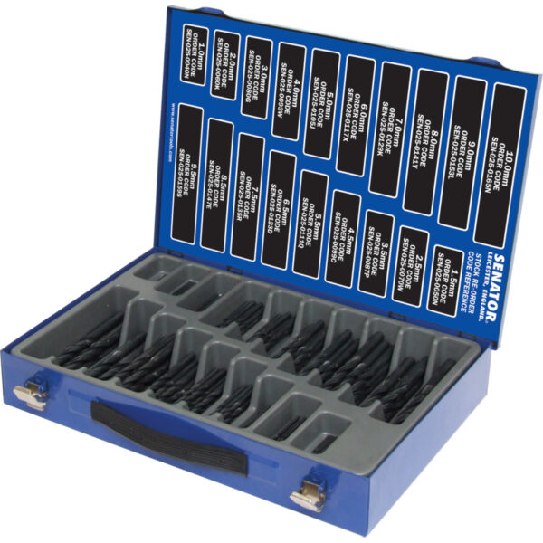 Jobber Drill Set, 1-10mm x 0.5mm, Metric, High Speed Steel, Set of 127
