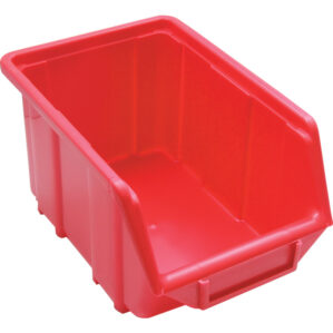 Storage Bin, Plastic, Red, 220mm x 350mm x 165mm