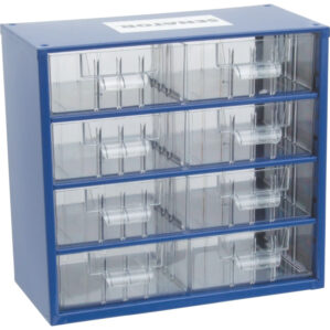 Polypropylene and Steel, Drawer Cabinet, Blue and Transparent Drawers, 282mm x 306mm x 155mm