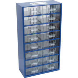 Polypropylene and Steel, Drawer Cabinet, Blue and Transparent Drawers, 551mm x 306mm x 155mm