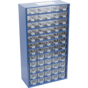 Polypropylene and Steel, Drawer Cabinet, Blue and Transparent Drawers, 551mm x 306mm x 155mm
