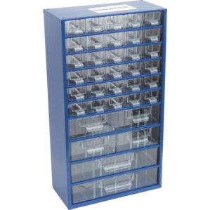 Polypropylene and Steel, Drawer Cabinet, Blue and Transparent Drawers, 551mm x 306mm x 155mm