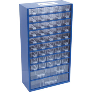 Polypropylene and Steel, Drawer Cabinet, Blue and Transparent Drawers, 551mm x 306mm x 155mm