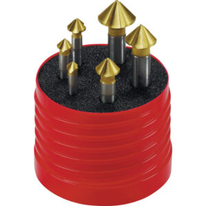 Countersink Set, Countersink, Straight Shank, Set of 6, Cobalt High Speed Steel, TiN