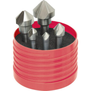 Countersink Set, Countersink, Straight Shank, Set of 5, Cobalt High Speed Steel, Bright