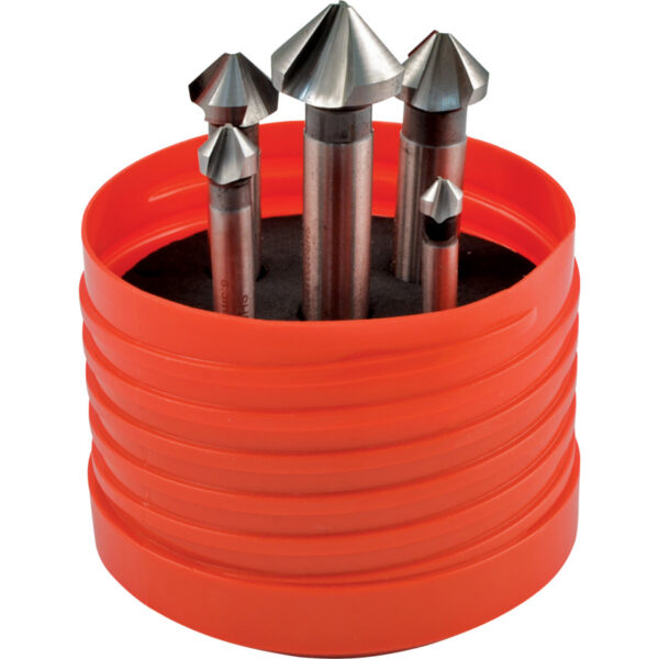 Countersink Set, Countersink, Straight Shank, Set of 5, Cobalt High Speed Steel, Uncoated