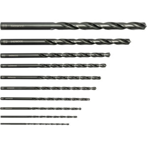 Long Series Drill Set, 2mm to 10mm, High Speed Steel, Metric, Set Of 10