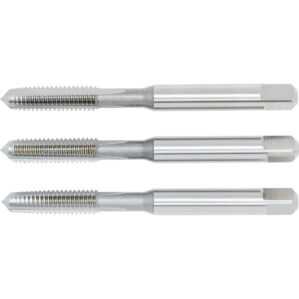 Tap Set, M6.0 x 1.00, Metric Coarse, High Speed Steel, Bright, Set of 3