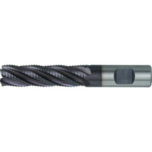 18, Coarse End Mill, Long, Coarse, 8mm, Weldon Flat, Cobalt High Speed Steel, TiCN, M42