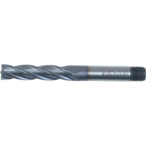 37, End Mill, Long, Threaded Shank, 20mm, Cobalt High Speed Steel, TiCN