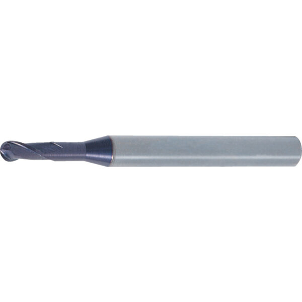 Regular, Ball Nose Slot Drill, 0.8mm, 2 fl, Solid Carbide, Carbide Q-Coat