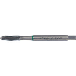 Threading Tap, M8 x 1.25mm, Metric Coarse, Fluteless, Vanadium High Speed Steel, Bright, Green